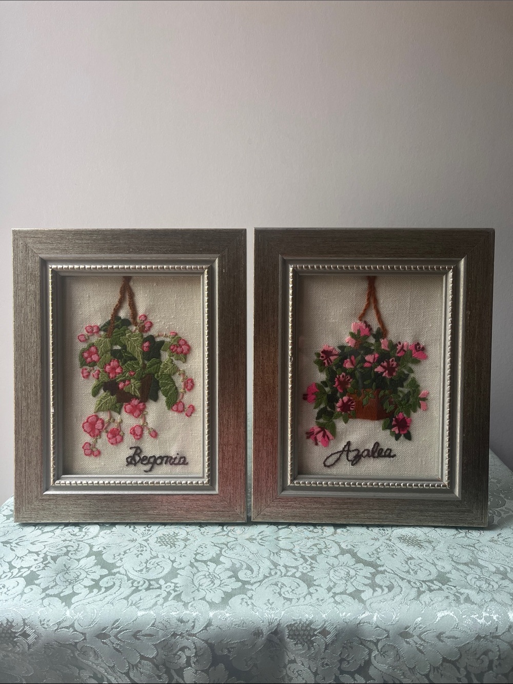 Vintage 1975 Jiffy Stitchery Crewel Embroidery Set  Begonia & Azalea